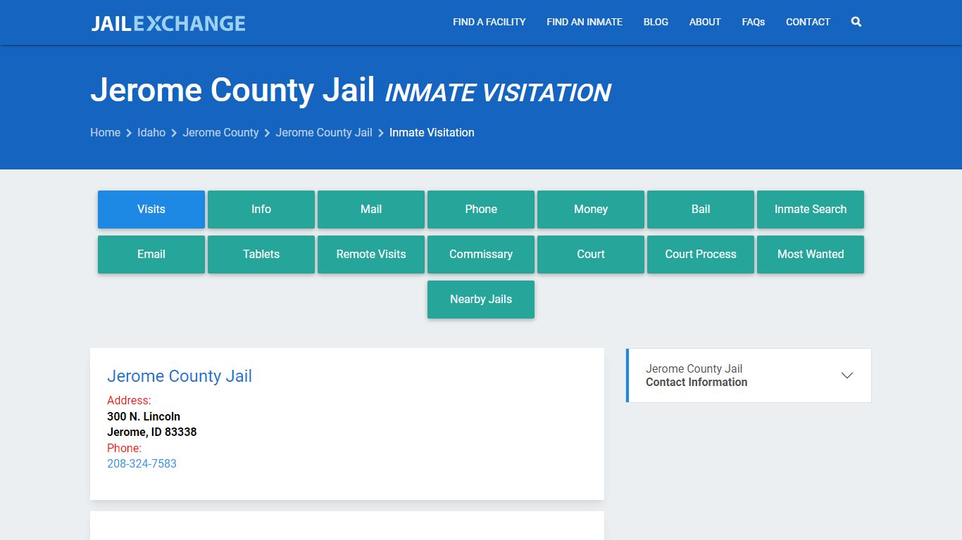 Inmate Visitation - Jerome County Jail, ID - Jail Exchange