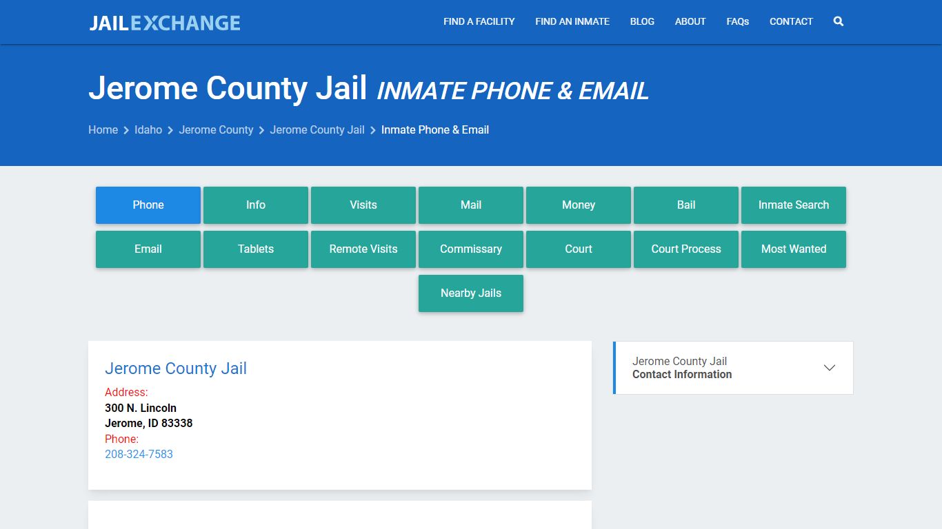 Inmate Phone - Jerome County Jail, ID - Jail Exchange
