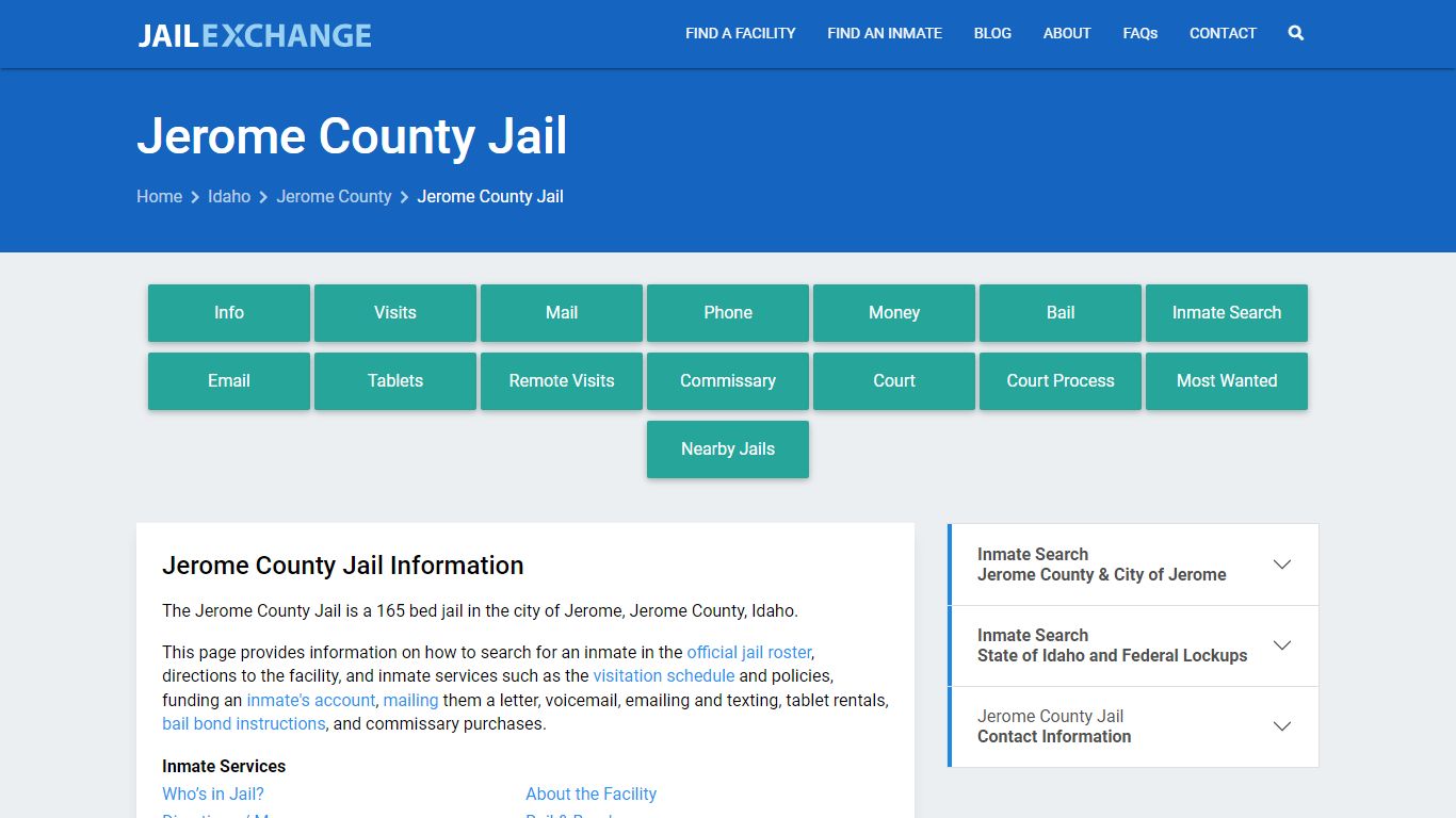 Jerome County Jail, ID Inmate Search, Information