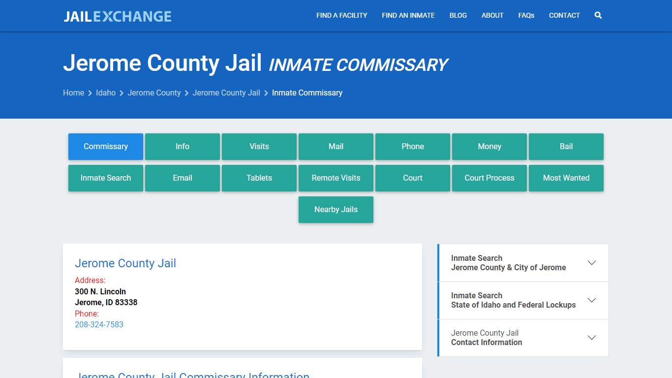 Inmate Commissary, Care Packs - Jerome County Jail, ID